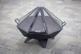3ft Polygon Fire Bowl Stainless Spark Screen - Single Door Product Image