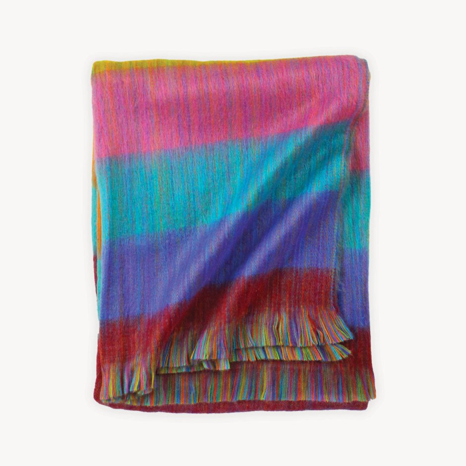 Blanket Throw Fringed Harvest Multi Stripe Product Image