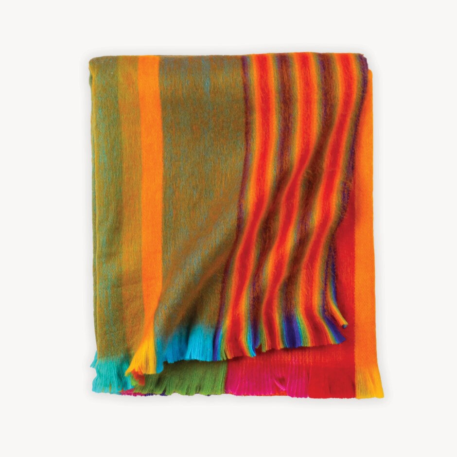 Blanket Throw Fringed Sunrise Multi Stripe Product Image